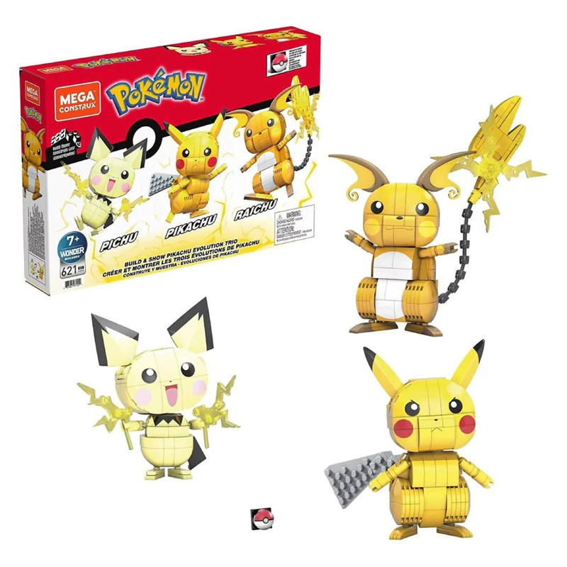 Mega Pokémon Build & Show Pikachu Evolution Trio Building Set - 621pc - بوكيمون